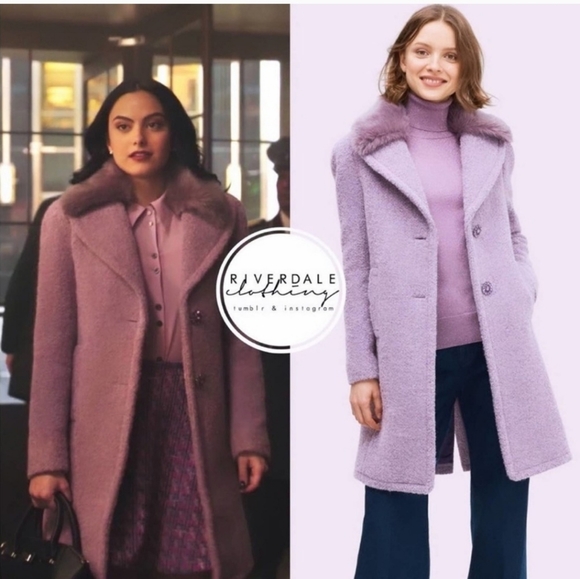 NWT Kate Spade Fur collar coat purple - Picture 1 of 12